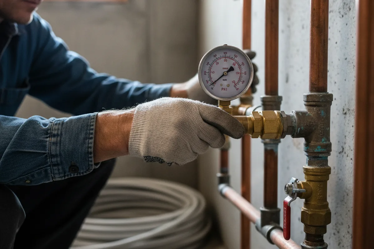 Pressure testing a repaired line during Water Line Repair in Mapleville